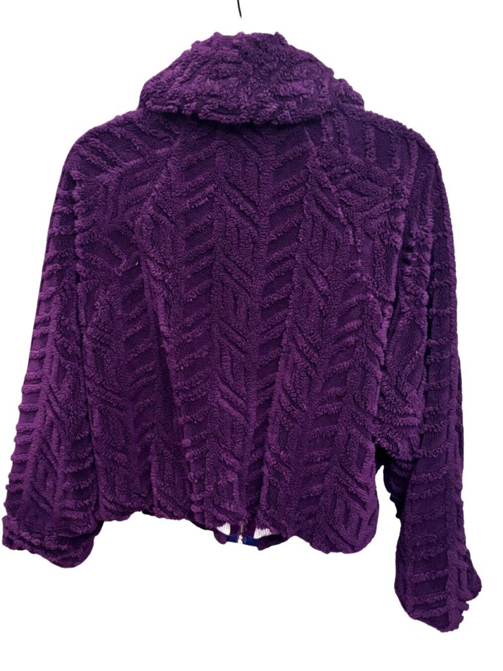 Pilcro at Anthropologie Textured Faux Fur Jacket, Royal Purple, Size Medium - Picture 6 of 11